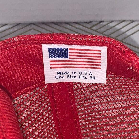 Vintage Safety Kleen One Size Cap Hat Red Black Mesh Snapback Trucker USA - Picture 6 of 7